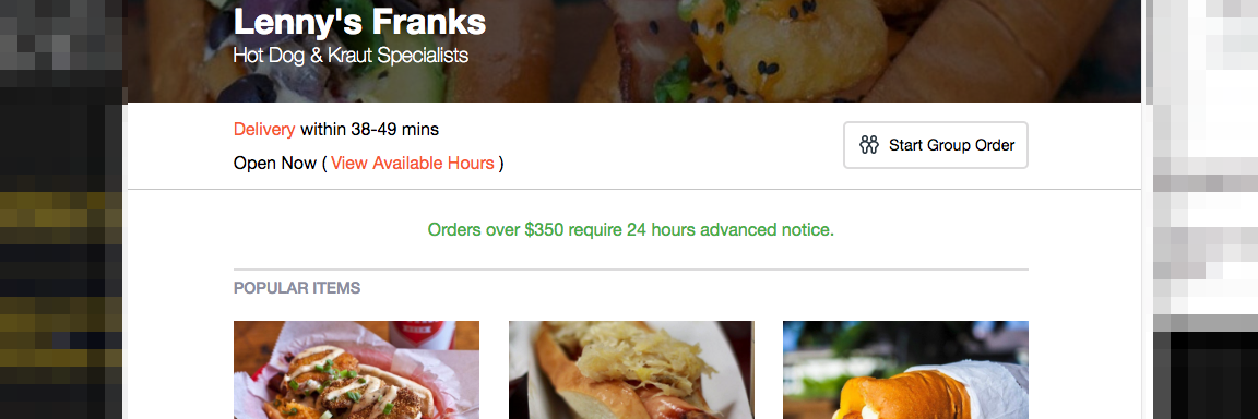 thumbnail of a website with hotdogs to order